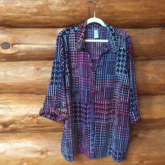 Catherines Abstract Print 3/4 Sleeve Lightweight Artsy Boho Tunic Top Size 3X - Picture 1 of 4
